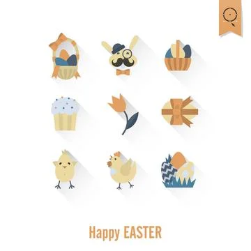 Celebration Easter Icons Celebration Easter Icons. Vector. Clean Work Mini... 스톡 사진