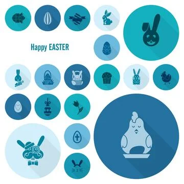 Celebration Easter Icons Celebration Easter Icons. Vector. Clean Work Mini... Foto stock