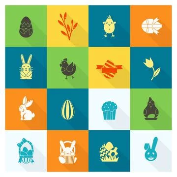 Celebration Easter Icons Celebration Easter Icons. Vector. Clean Work Mini... Stock Photos