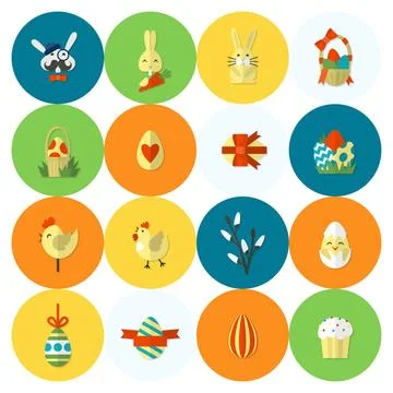 Celebration Easter Icons Celebration Easter Icons. Vector. Clean Work Mini... Stockfoto's