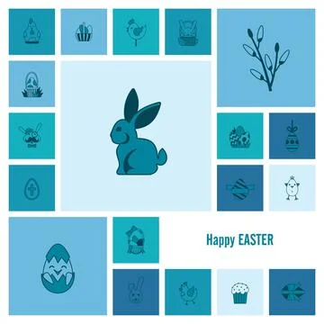 Celebration Easter Icons Celebration Easter Icons. Vector. Clean Work Mini... Stockfoto's