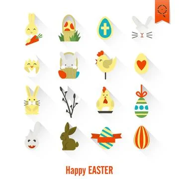 Celebration Easter Icons Celebration Easter Icons. Vector. Clean Work Mini... Stock Photos