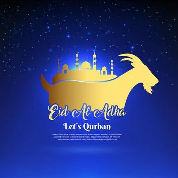 Celebration Eid al adha design with starry night background Stock Illustration
