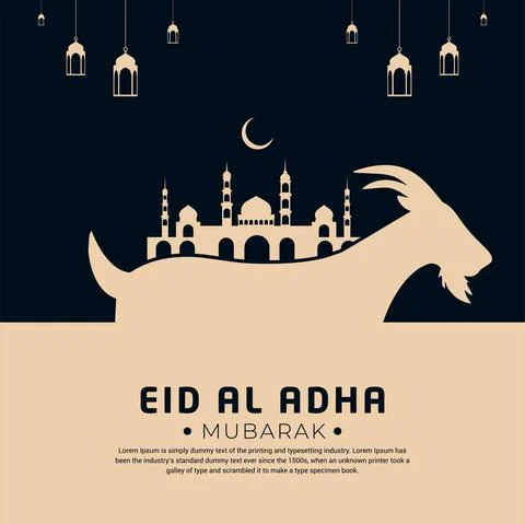 Celebration Eid al adha mubarak islamic background with flat style. Stock Illustration