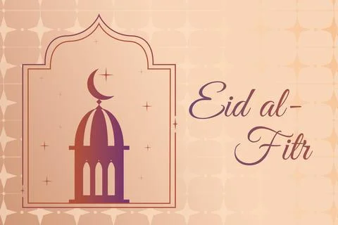 Celebration of Eid al-Fitr at the end of Ramadan with mosque silhouette Stock Illustration