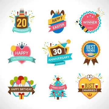 Celebration Emblems Set Illustration