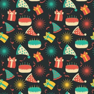 Celebration festive seamless pattern with party icons and objects. birthday p イラスト素材