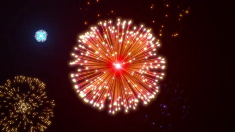 Celebration fireworks explosion alpha background Stock Footage 211114899
