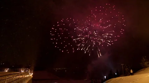 Celebration fireworks at winter Stock Footage 1017962