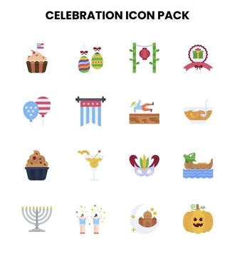 Celebration Flat Graphics Icons Pack Illustration