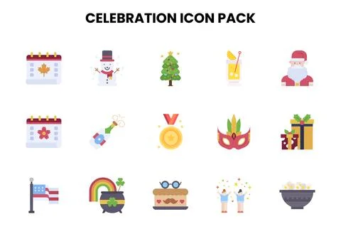 Celebration Flat UI Icons Pack Stock Illustration