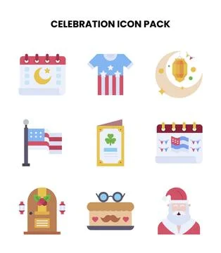 Celebration Flat Vector Icons Pack Stock Illustration