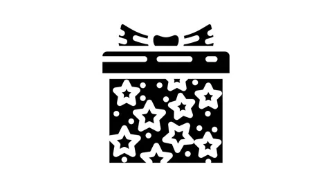 Celebration gift box glyph icon animation Stock Footage 326746485