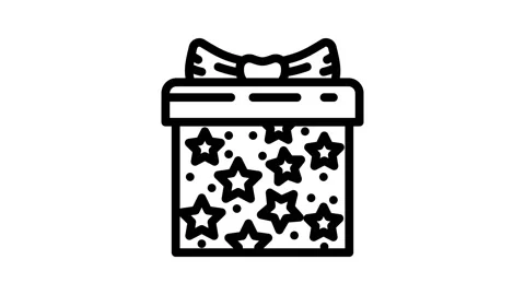 Celebration gift box line icon animation Stock Footage 326766147