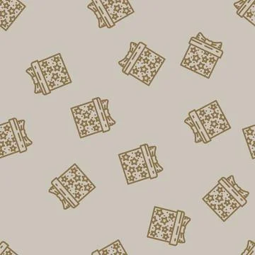 Celebration gift box line vector seamless pattern Stock Illustration