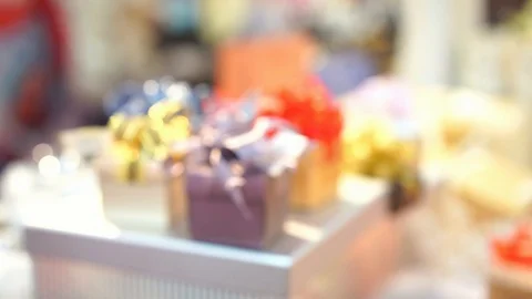 Celebration gift boxes, slow-motion panning shot Stock-Footage 100530066