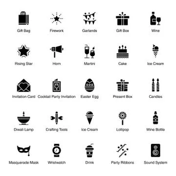 Celebration Glyph Icons イラスト素材