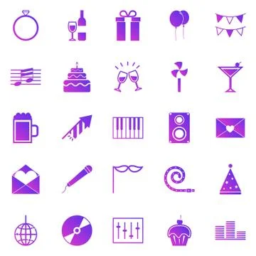 Celebration gradient icons on white background Stock Illustration