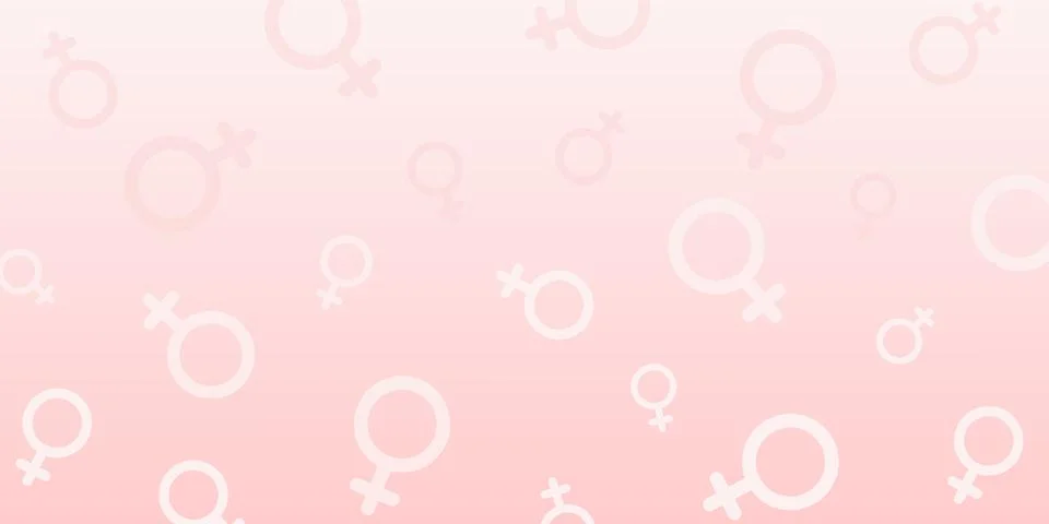 Celebration gradient pink horizontal background with symbols of Venus. Stock Illustration