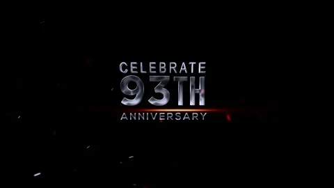 Celebration graphic design featuring 93rd anniversary text with confetti ef.. Video stock 343669302