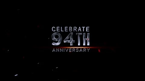 Celebration graphic design featuring 94th anniversary text with confetti ef.. Video stock 343669311