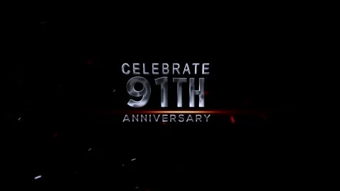 Celebration graphic design featuring shiny metallic text for a 91st anniver.. Video stock 343669335