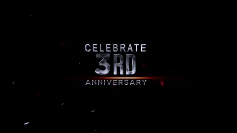 Celebration graphic design featuring third anniversary metallic text effect.. Vídeos de archivo 343669350