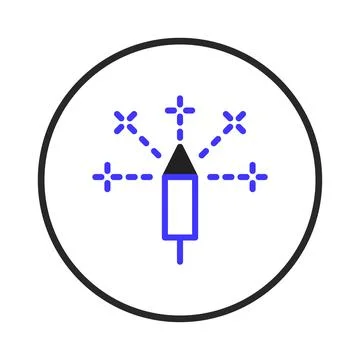 Celebration graphic of a stylized firework rocket with emanating stars offe.. Stock Illustration