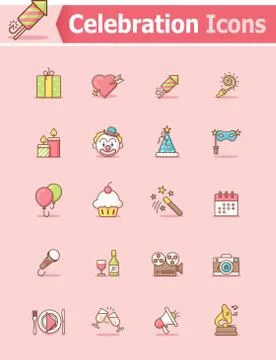 Celebration icon set Stock Illustration