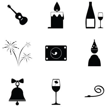 Celebration icon set Illustrazione stock