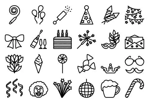 Celebration Icon Set Stock Illustration