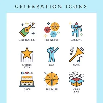 Celebration icons Stock Illustration