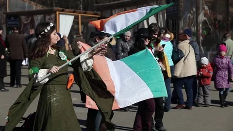 Celebration of irish St. Patrick's Day in Moscow, Russia. Stock Footage 80897972