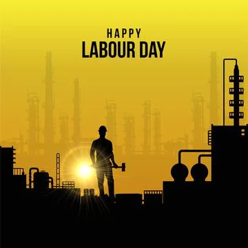 Celebration Labour Day Vector Template Design isolated on yellow background. Stock Illustration