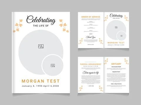 Celebration of Life Funeral Program Template, Memorial Service Obituary Brochure イラスト素材