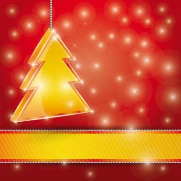 Celebration light vector background with ribbon and  Christmas tree. Vector Stock Illustration