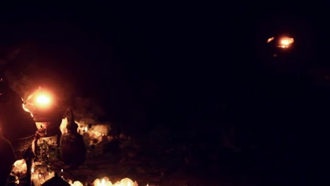 Celebration of lights in the dark during a local festival in autumn 스톡 동영상 340029717