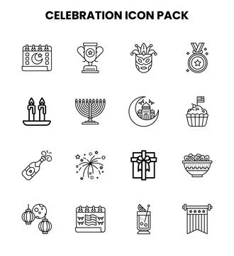 Celebration Line Graphics Icons Pack Stock Illustration