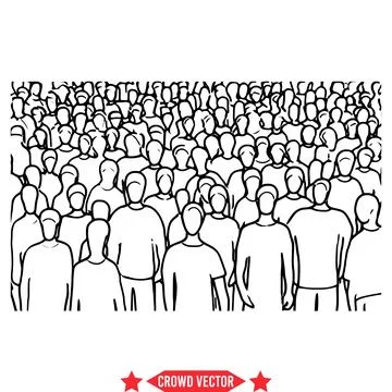Celebration in Motion Vector Crowd Silhouettes for Festive Designs Stock Illustration