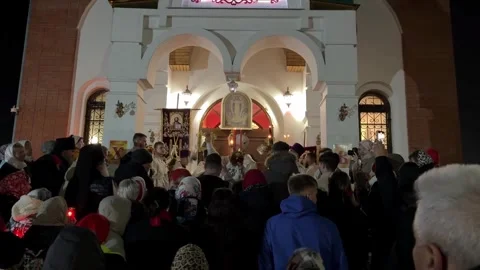 Celebration of the Orthodox Easter holiday on April 20, 2025 Stock Footage 307764792