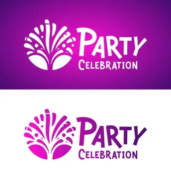 Celebration Party Logo with Balloon and Party Hat Stock Illustration