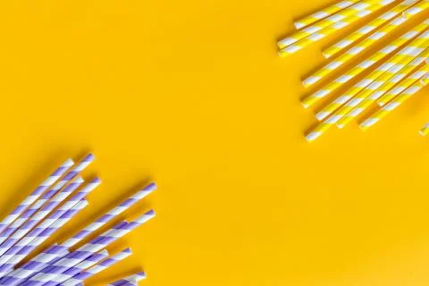 Celebration pattern flat lay,holiday celebration drinking cocktail party straws Stock Photos