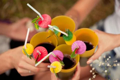 Celebration. People holding glasses of vine making a toast Stock Photos