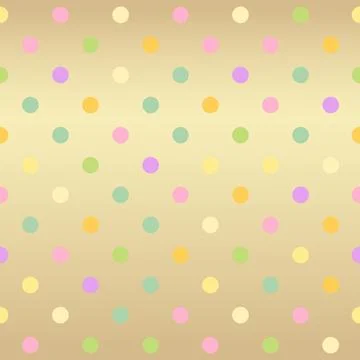 Celebration Polka Dot pattern, colorful dots on golden background, seamless.. Stock Illustration
