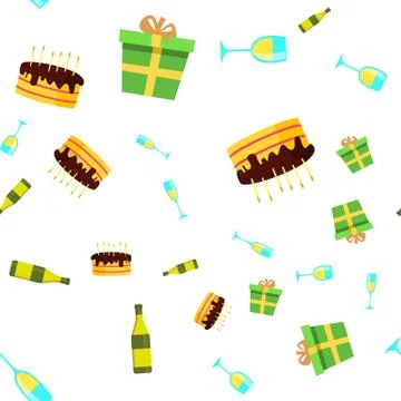 Celebration Seamless Pattern Vector. Birthday Design. Holiday Party. Cute Stockillustratie