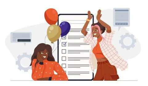 Celebration of task completion. Vector illustration Stock Illustration