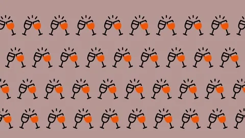 Celebration Toasting Champagne Glasses Pattern. Stock Footage 325388618