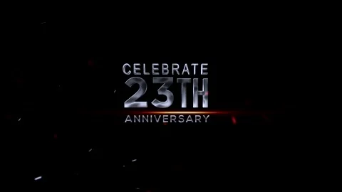 Celebration of twenty third anniversary with silver text and red lights on .. Stock Footage 343668988