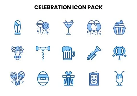 Celebration Two Colour Icons Pack Stock Illustration