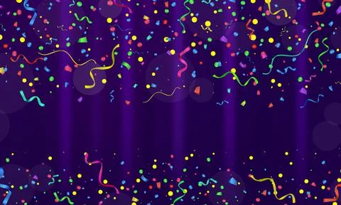Celebration. Vector serpentine and confetti on colourful background. Vector Stock Illustration